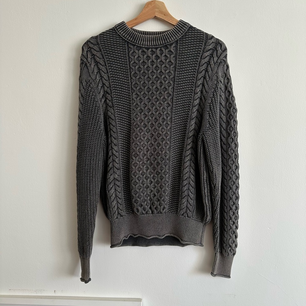Gray Cable Knit Men's Sweater